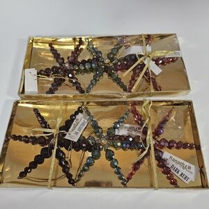 NEW VINTAGE Banash Boston Plastic Beaded Stat Christmas Ornaments Set of 6